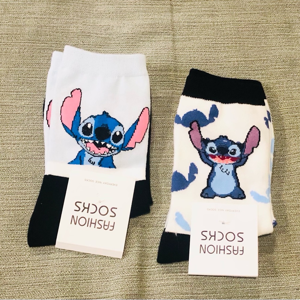 NWT 2 pairs of Disney Stitch socks, one size, women